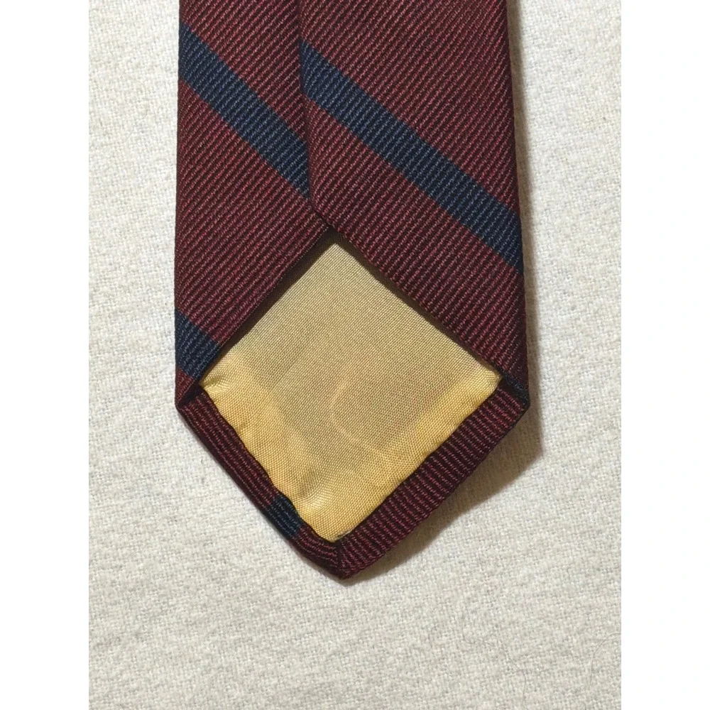 Brooks Brothers Makers Mens Repp Stripe Silk Tie Burgundy Navy Blue England